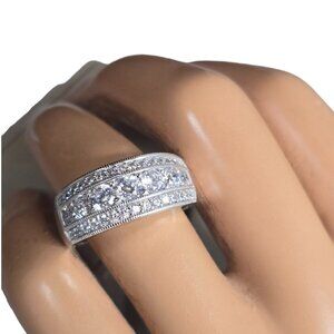 FE Vintage Women's Cubic Zirconia Sterling Silver Ring Size 9